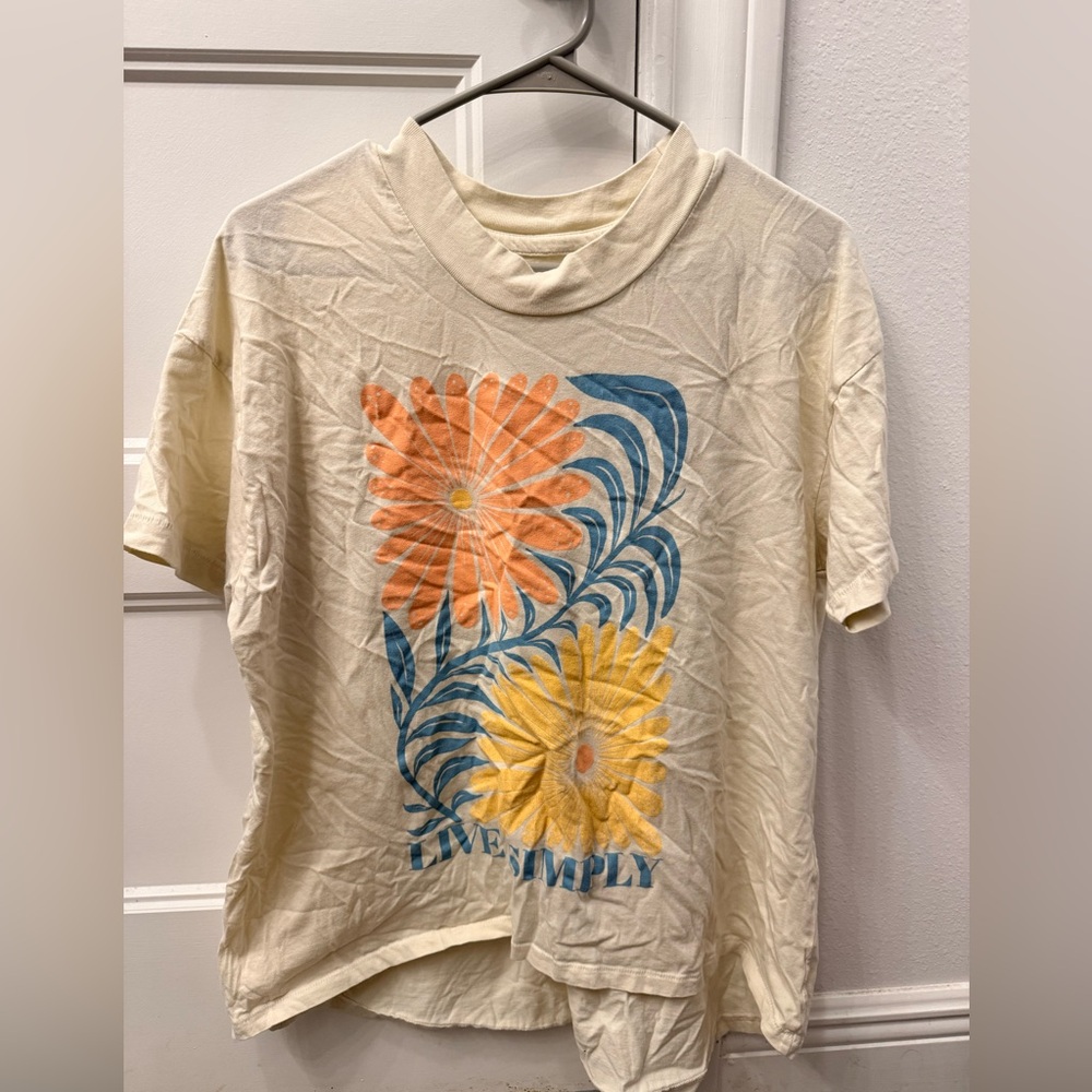 Floral Graphic Kids T-Shirt - Cream, Orange, Yellow, Blue